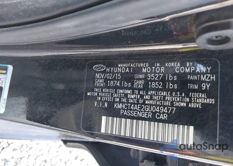 2016 Hyundai Accent Se z USA, uszkodzony, nr VIN KMHCT4AE2GU049477